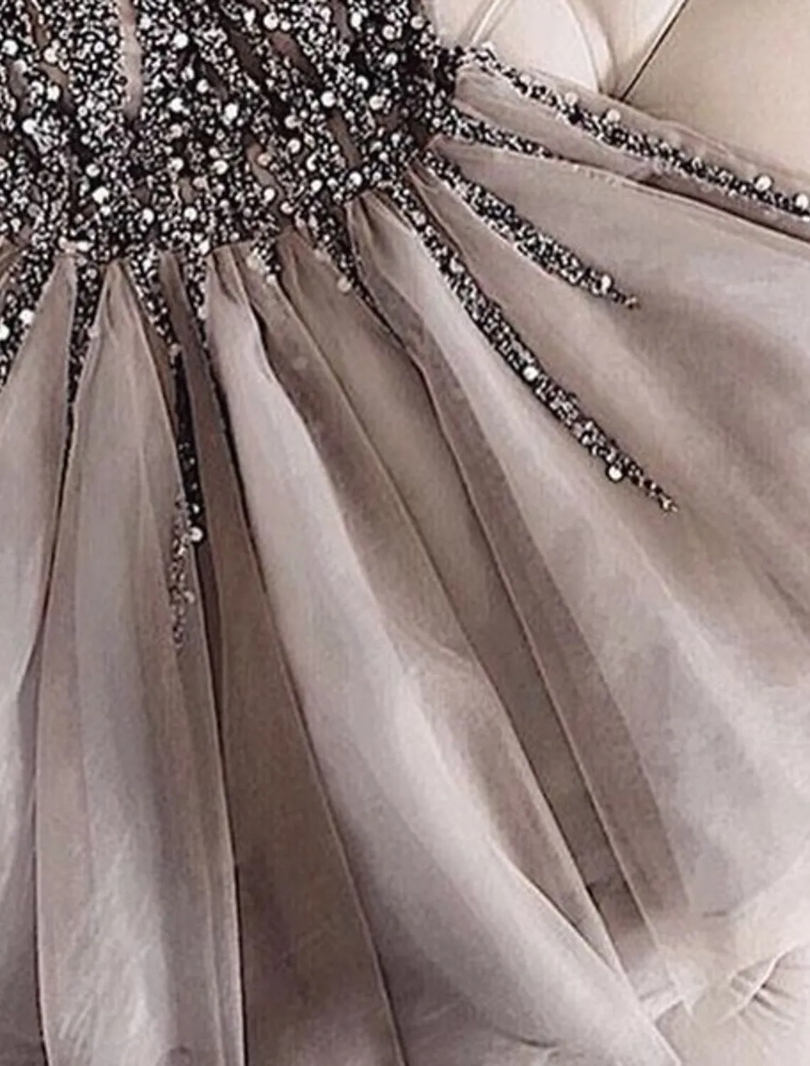 A-Line Short / Mini Homecoming Dresses Sparkle & Shine Dress Party Wear Sleeveless V Neck Tulle with Glitter