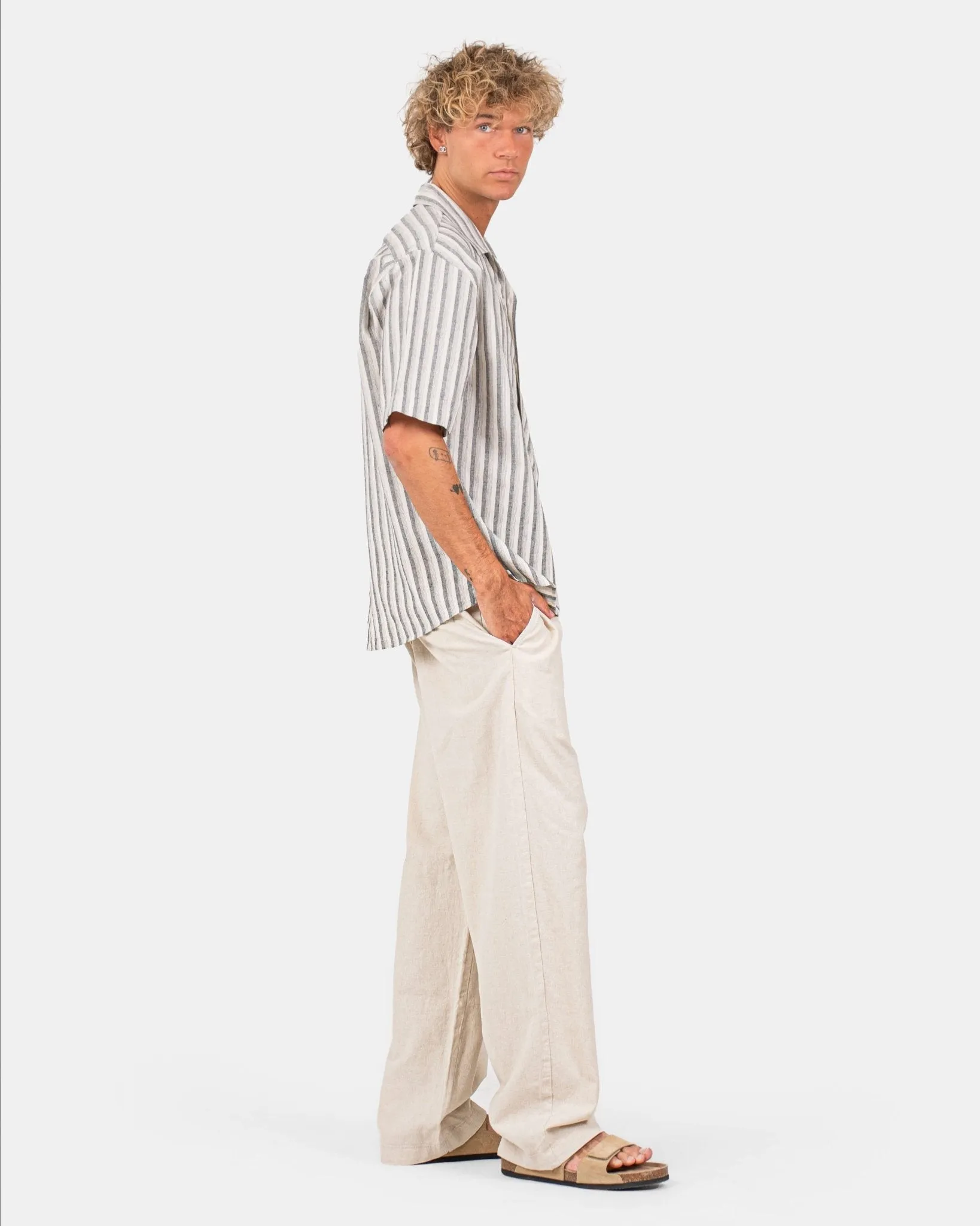 Baggy Hørbukser Beige