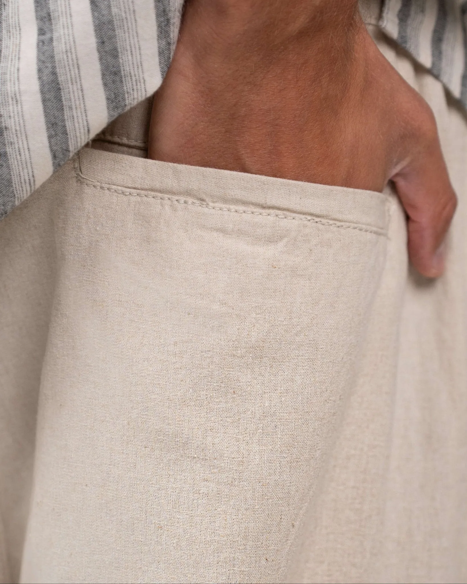 Baggy Hørbukser Beige