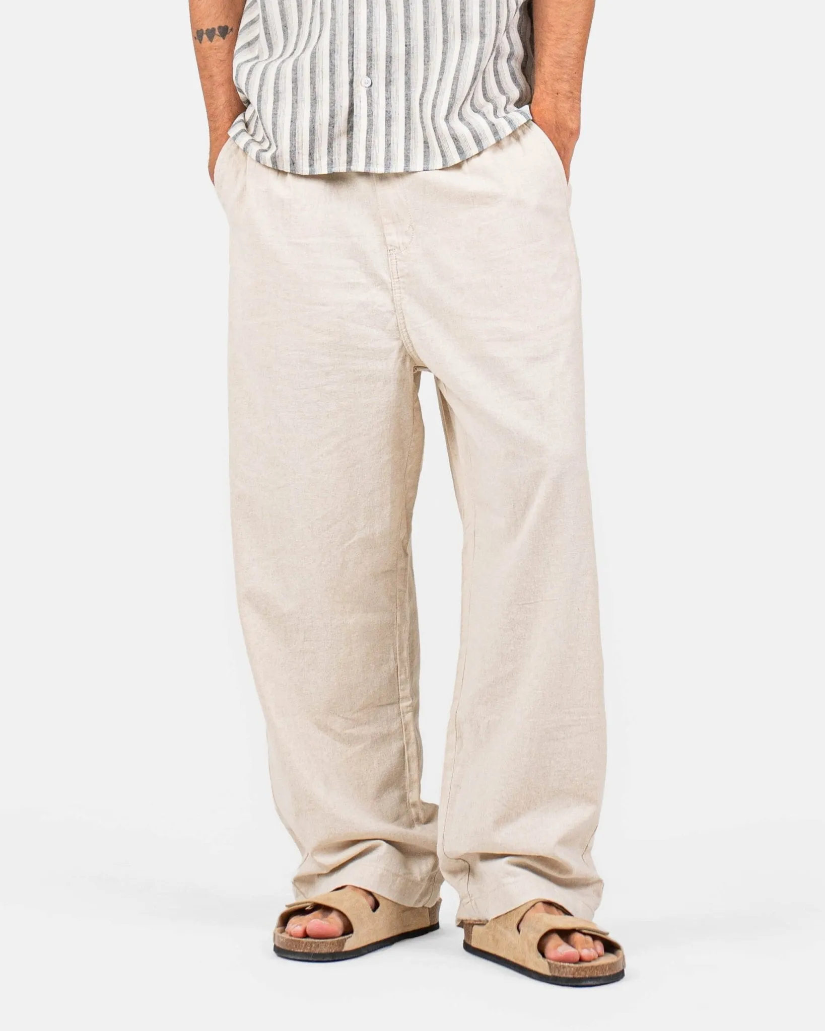 Baggy Hørbukser Beige