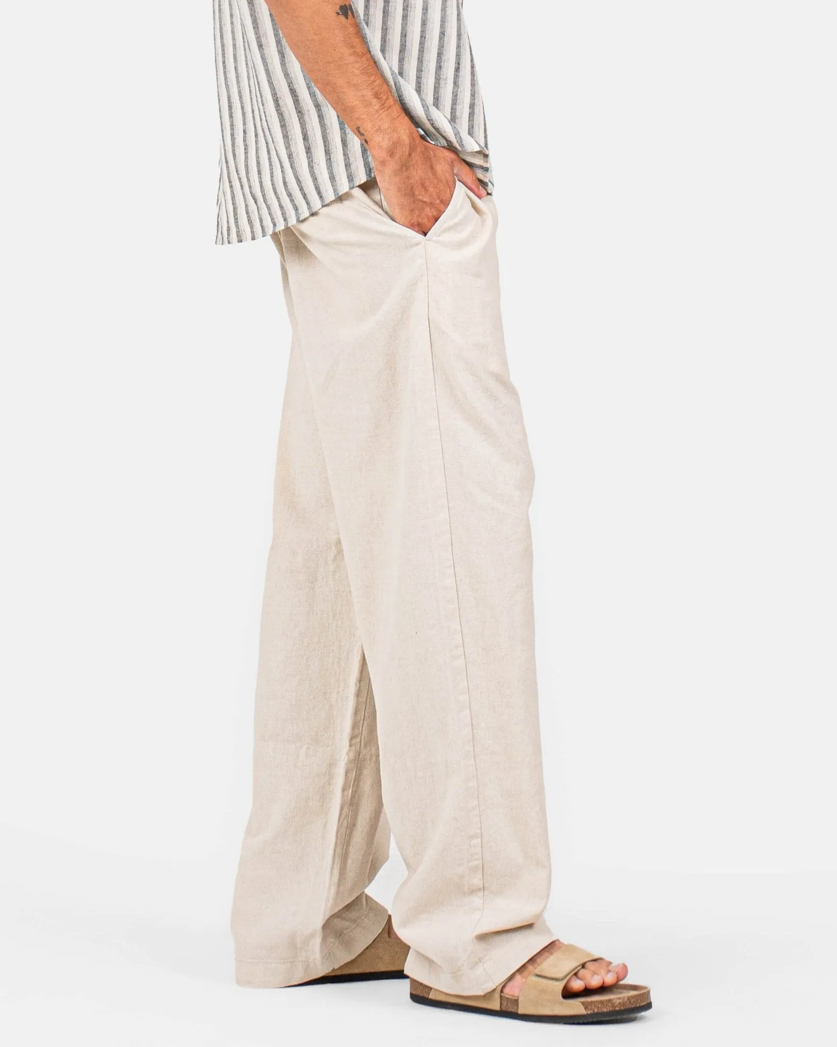 Baggy Hørbukser Beige