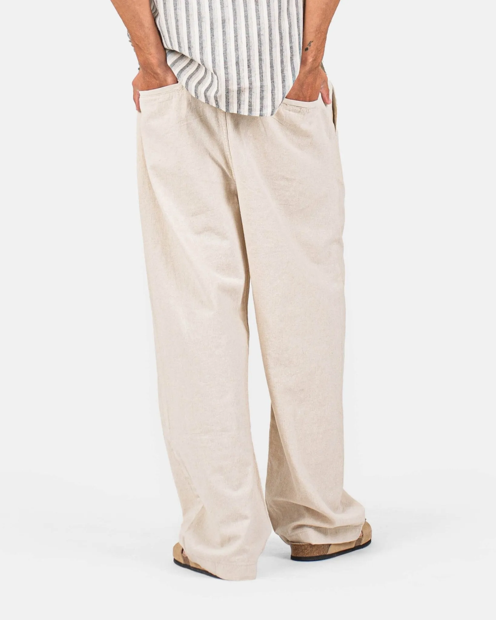 Baggy Hørbukser Beige