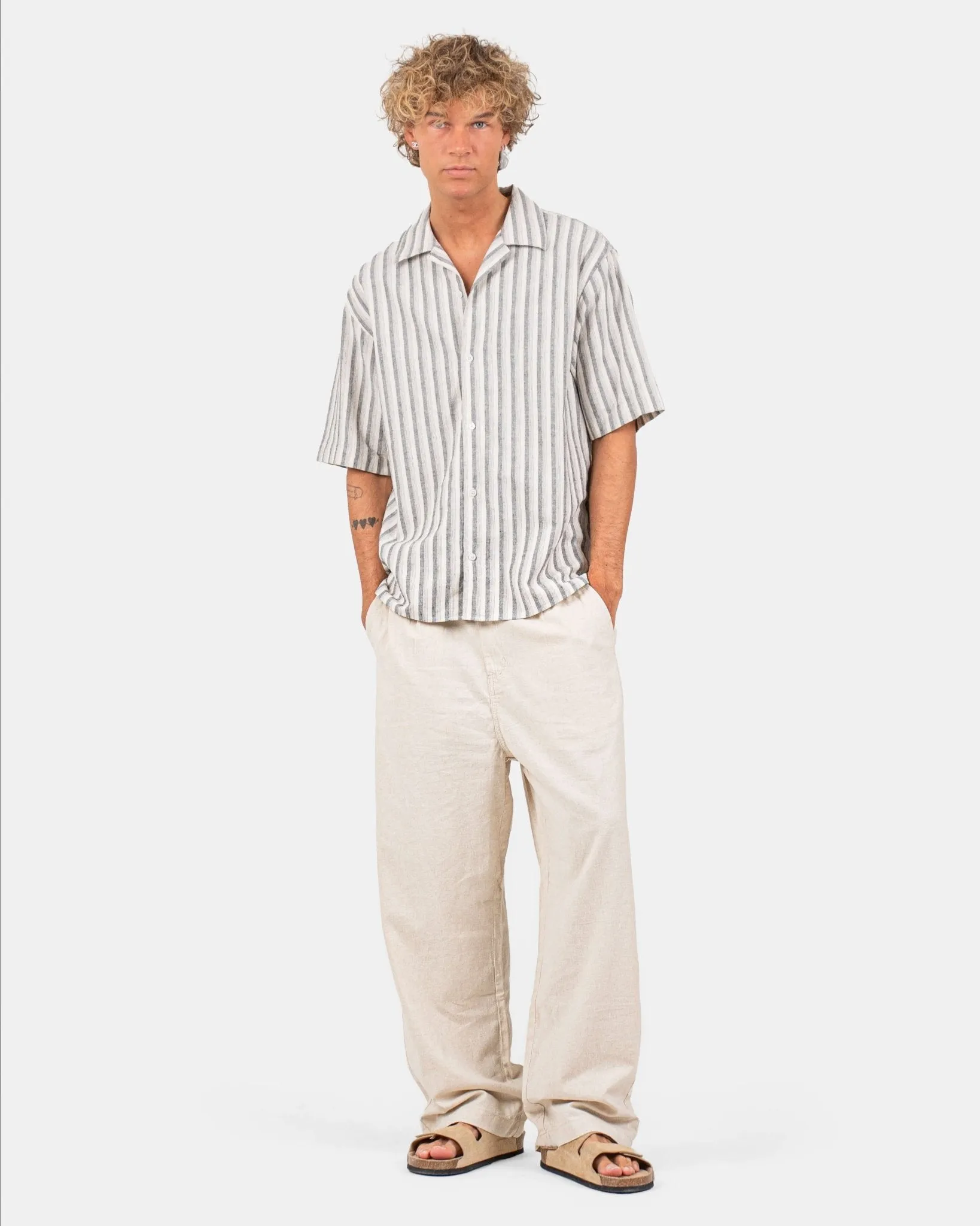 Baggy Hørbukser Beige
