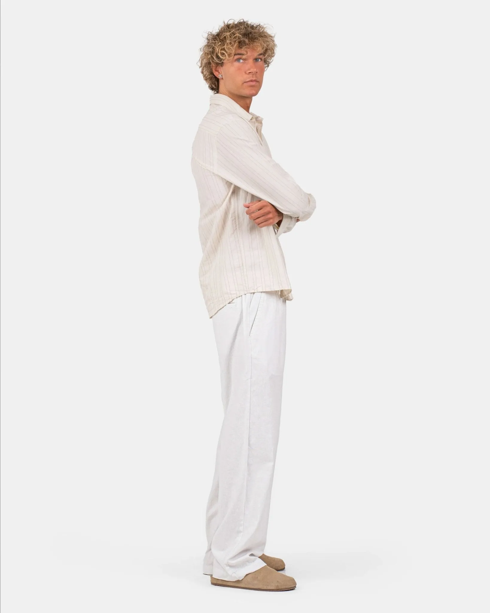 Baggy Hørbukser Hvid