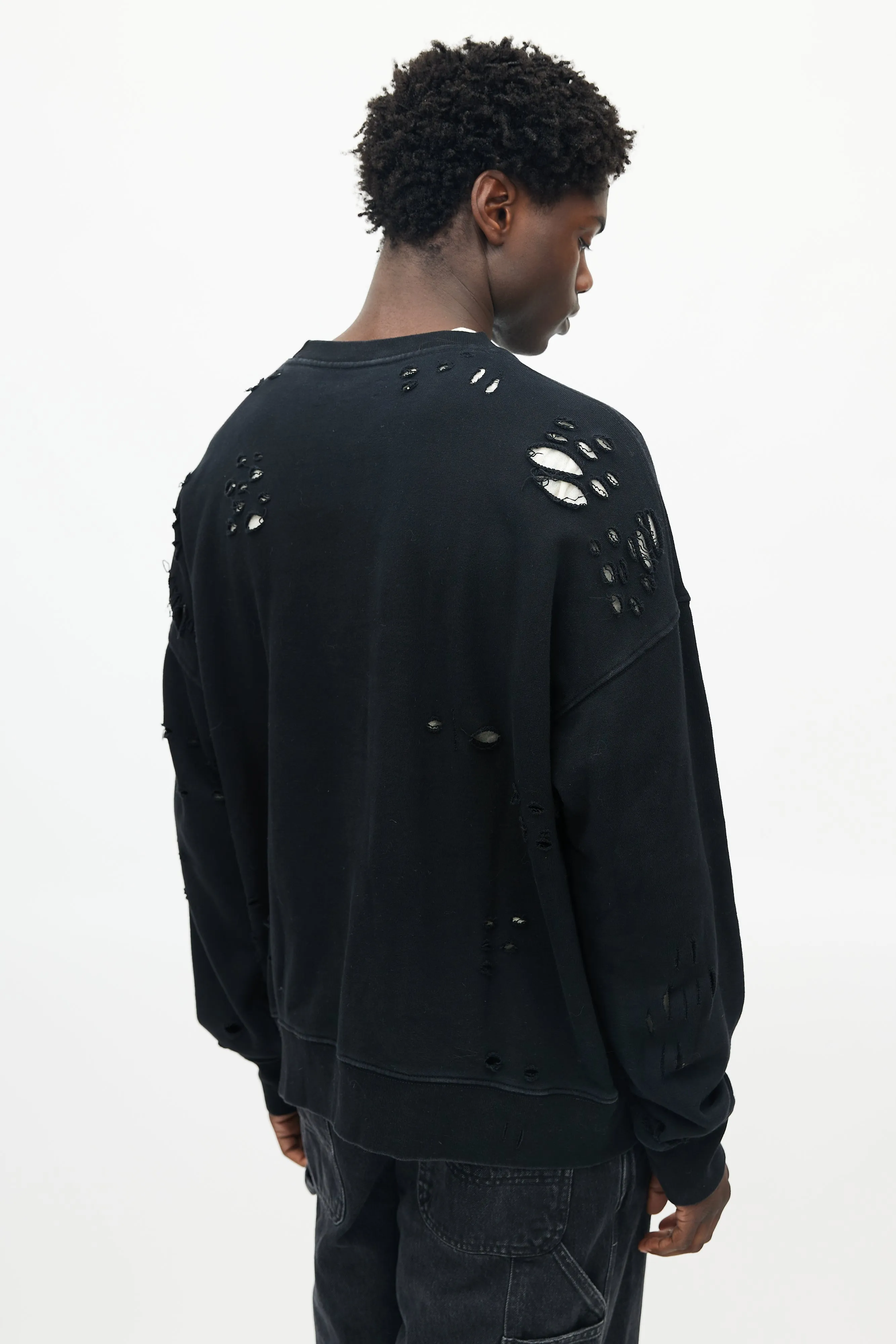 Black & Multicolour Chaos Distressed Sweatshirt