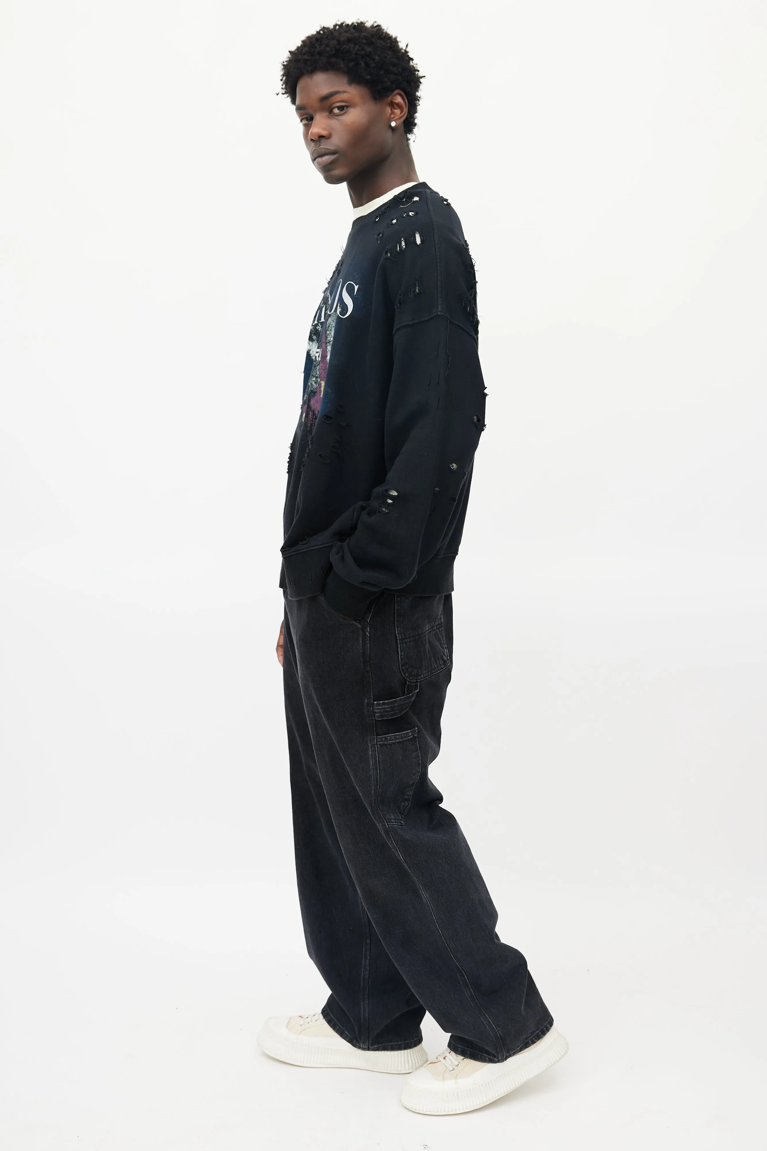 Black & Multicolour Chaos Distressed Sweatshirt