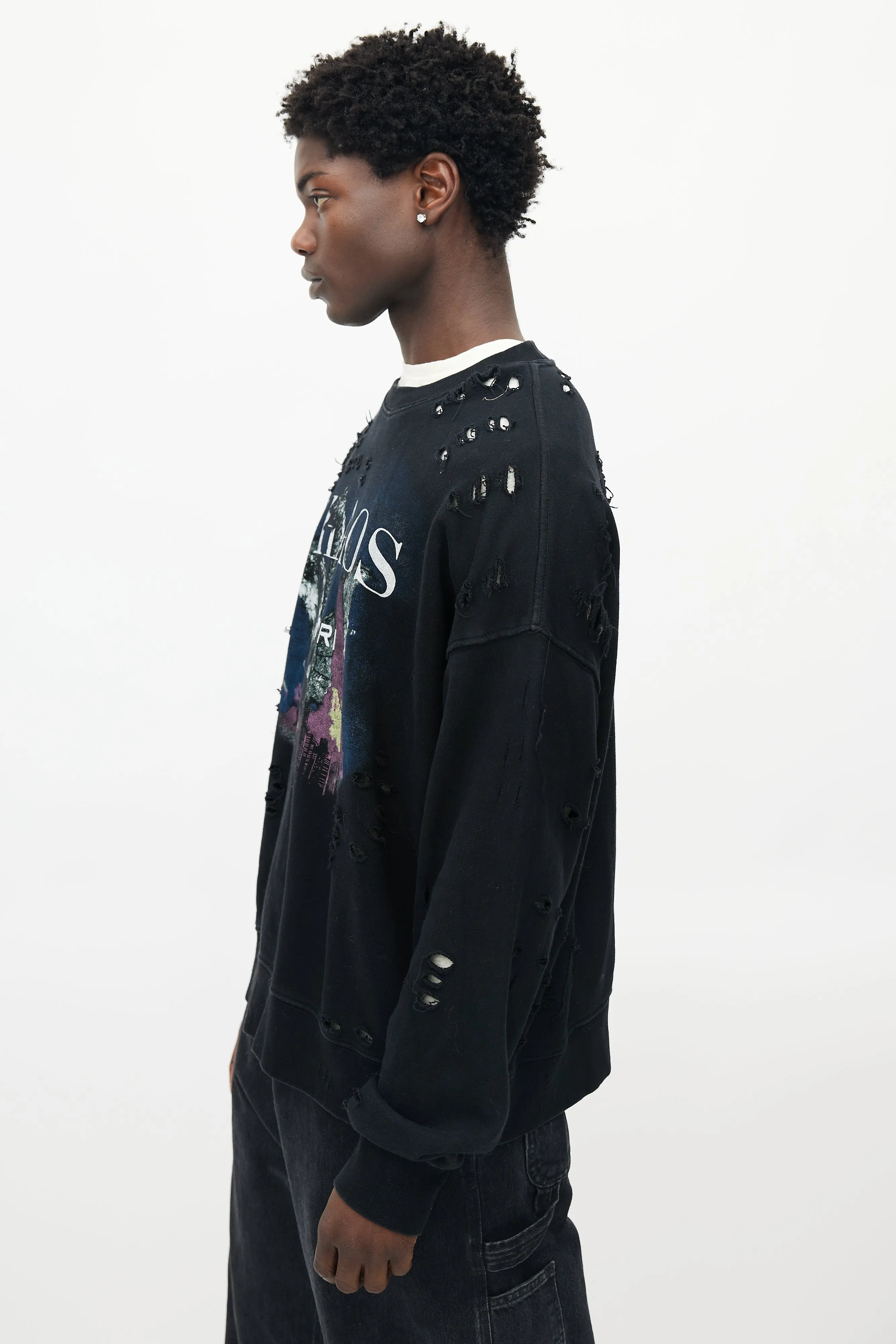 Black & Multicolour Chaos Distressed Sweatshirt