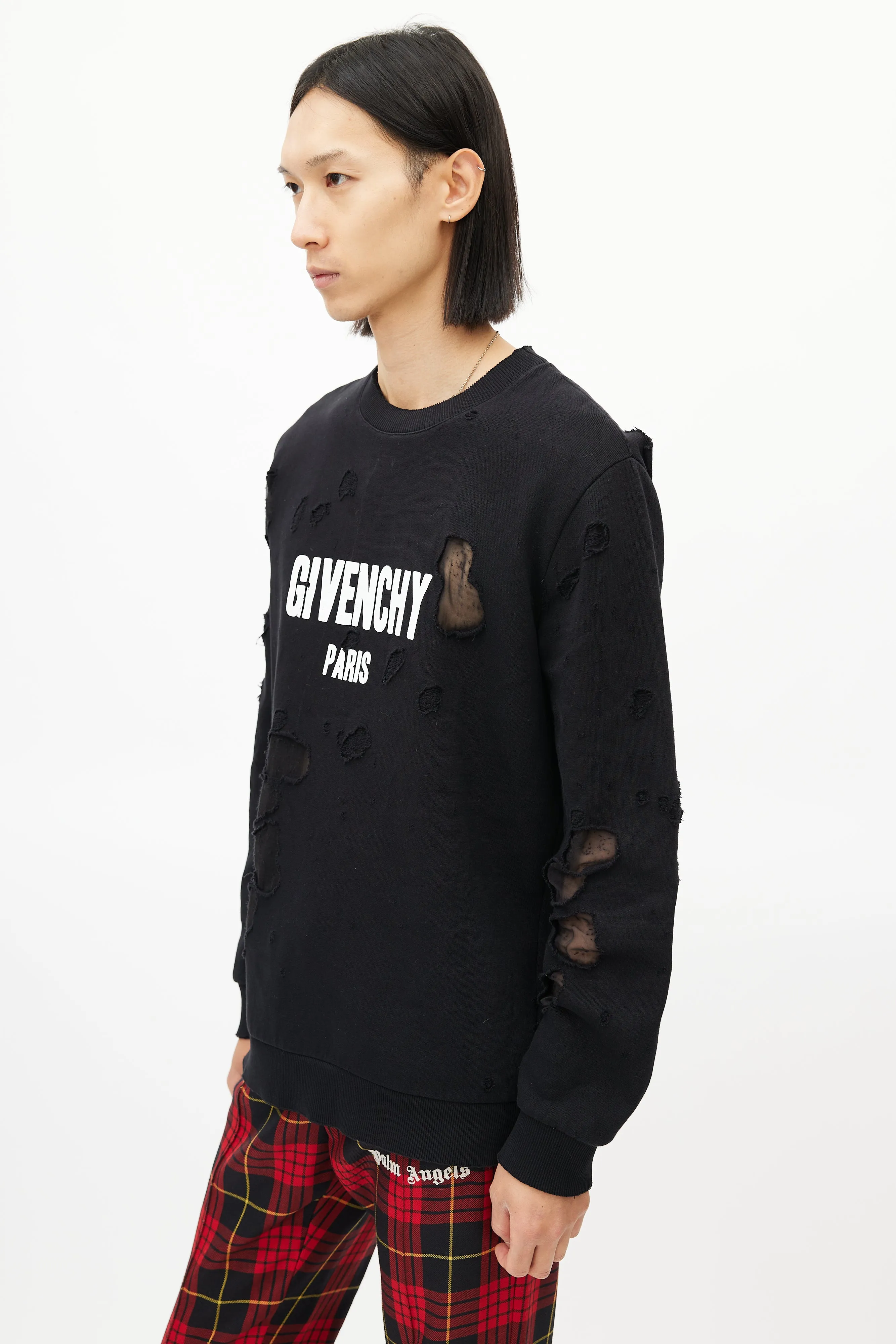 Black Distressed Logo Sweatshirt