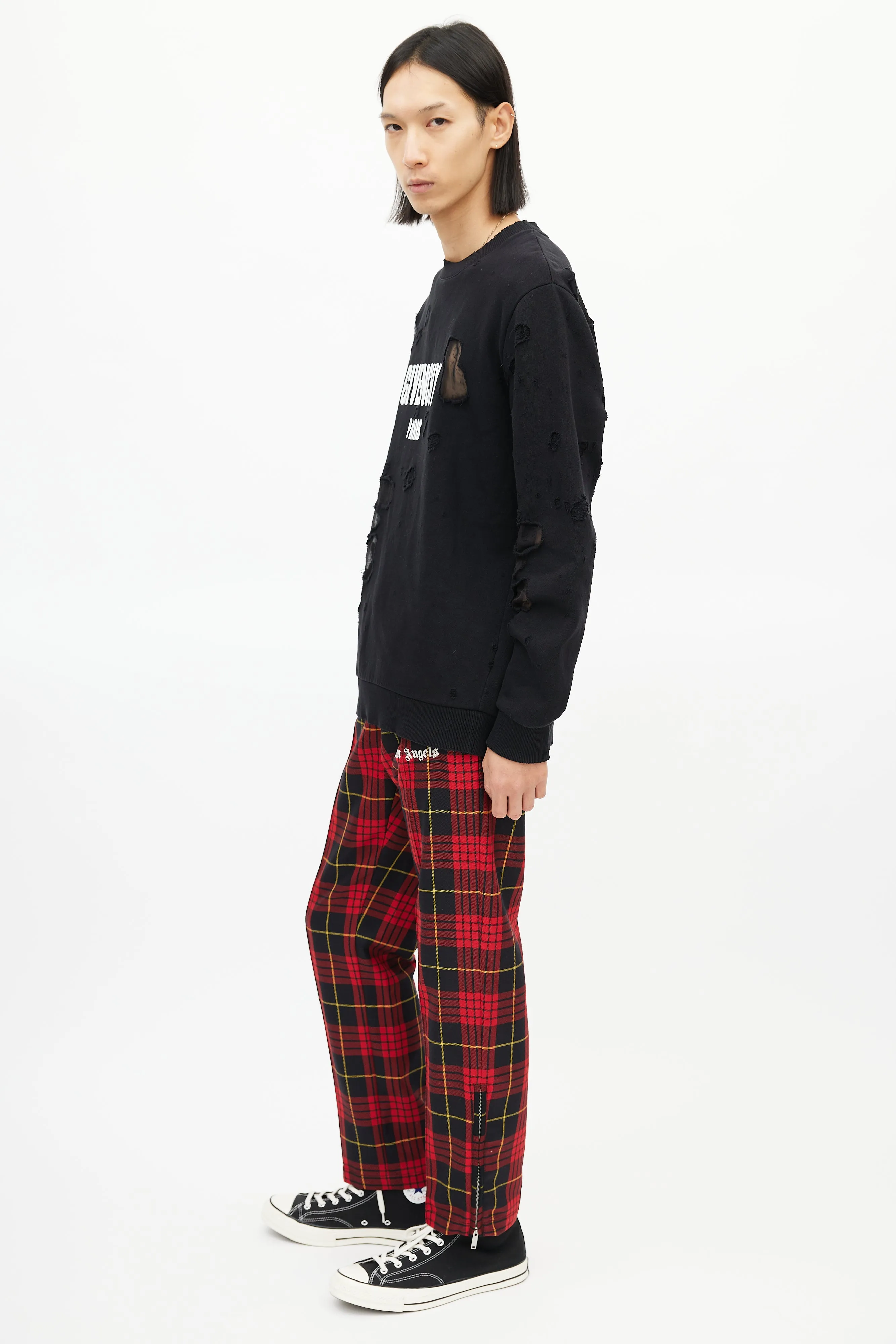 Black Distressed Logo Sweatshirt