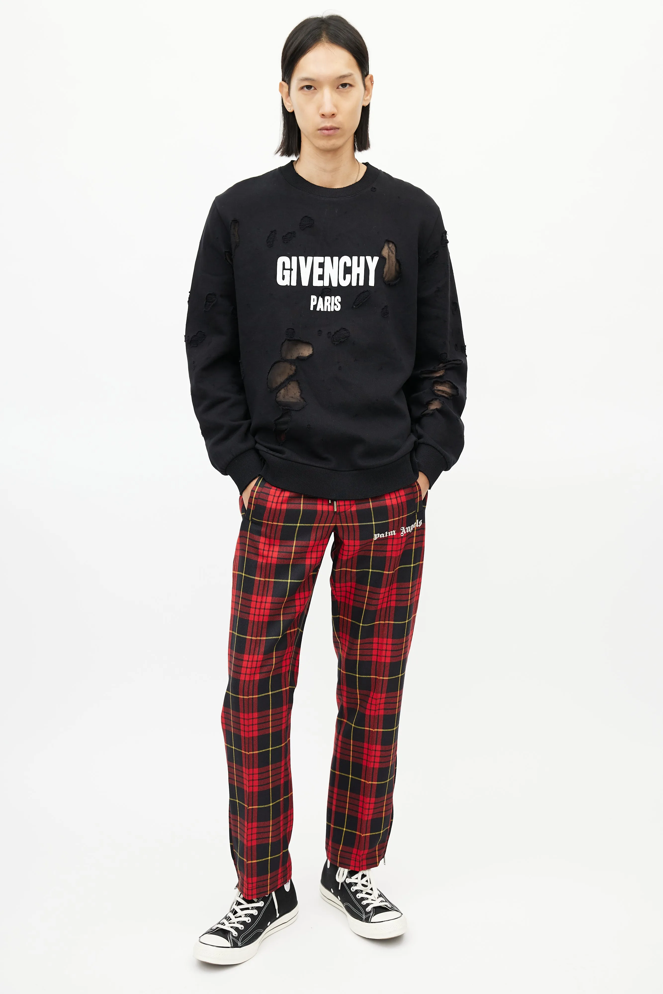 Black Distressed Logo Sweatshirt