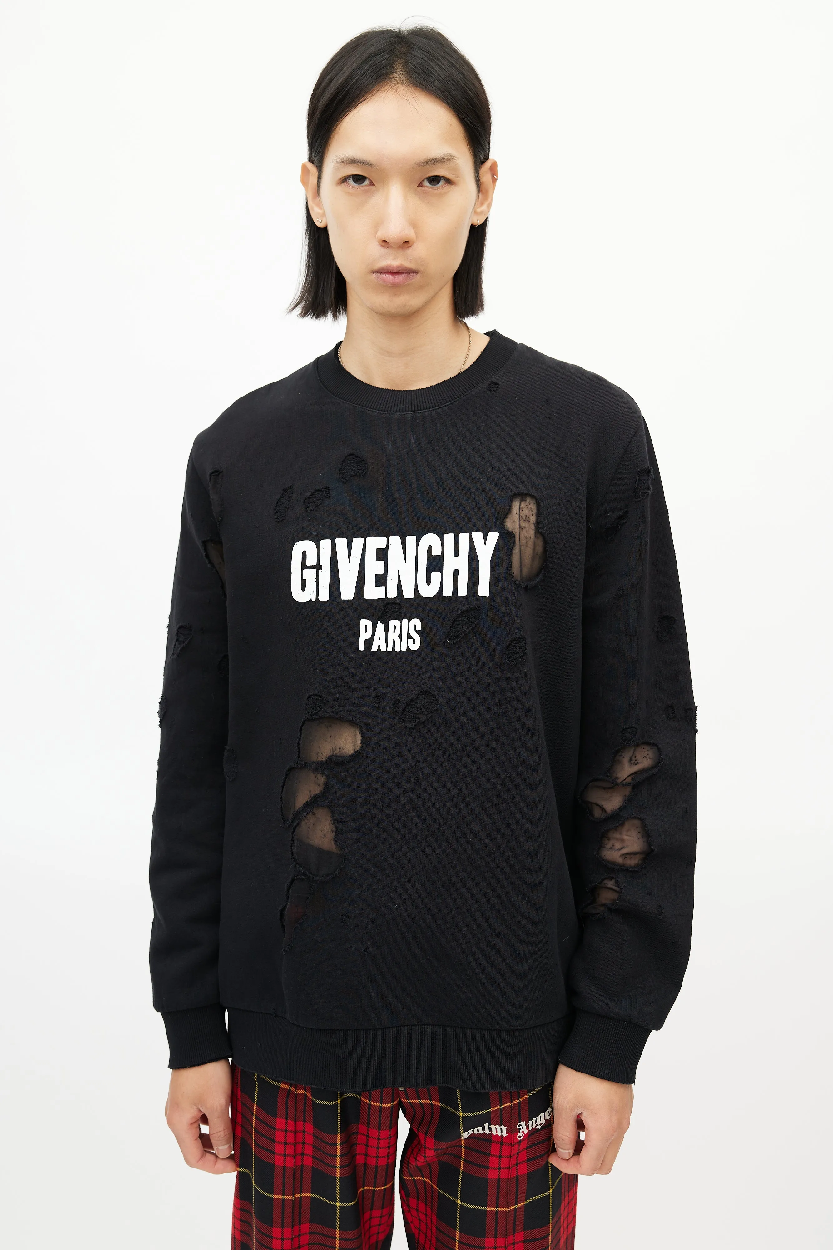 Black Distressed Logo Sweatshirt