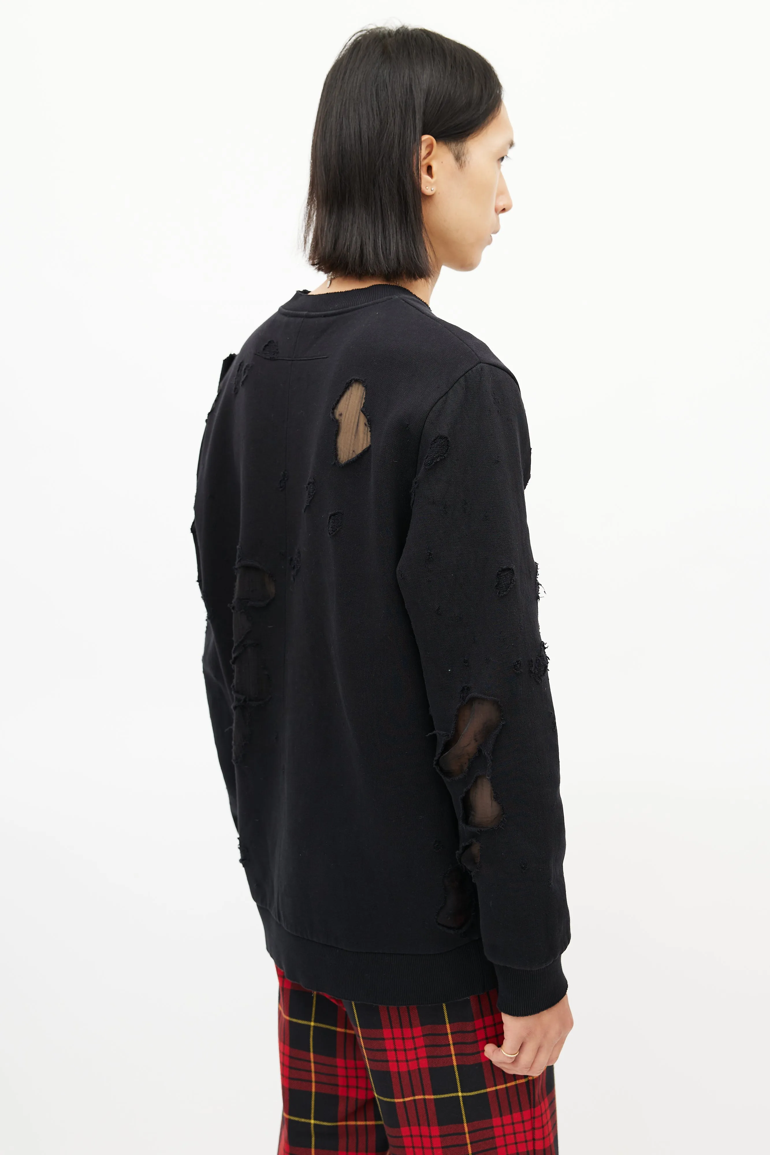 Black Distressed Logo Sweatshirt