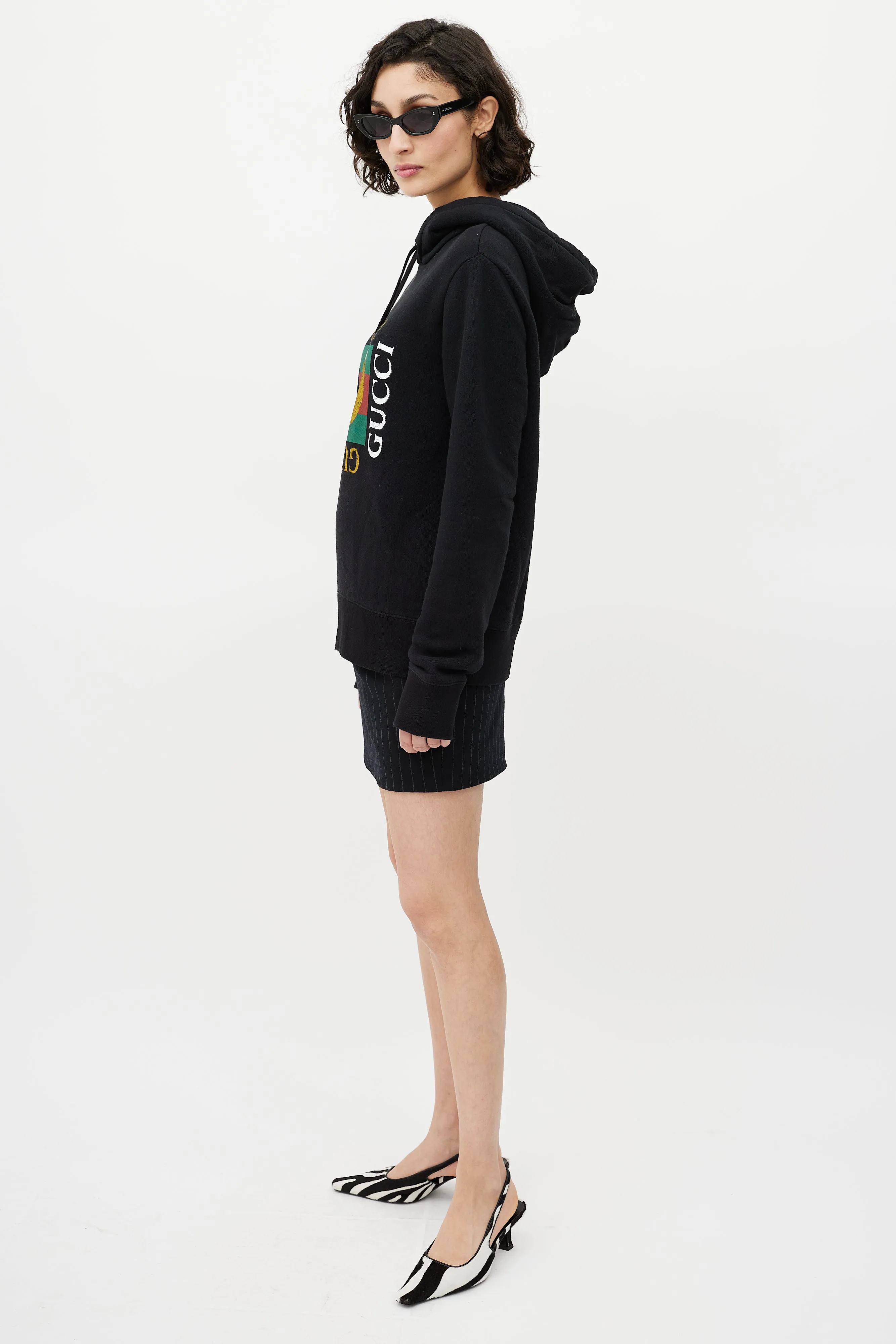 Black Logo Distressed Hoodie