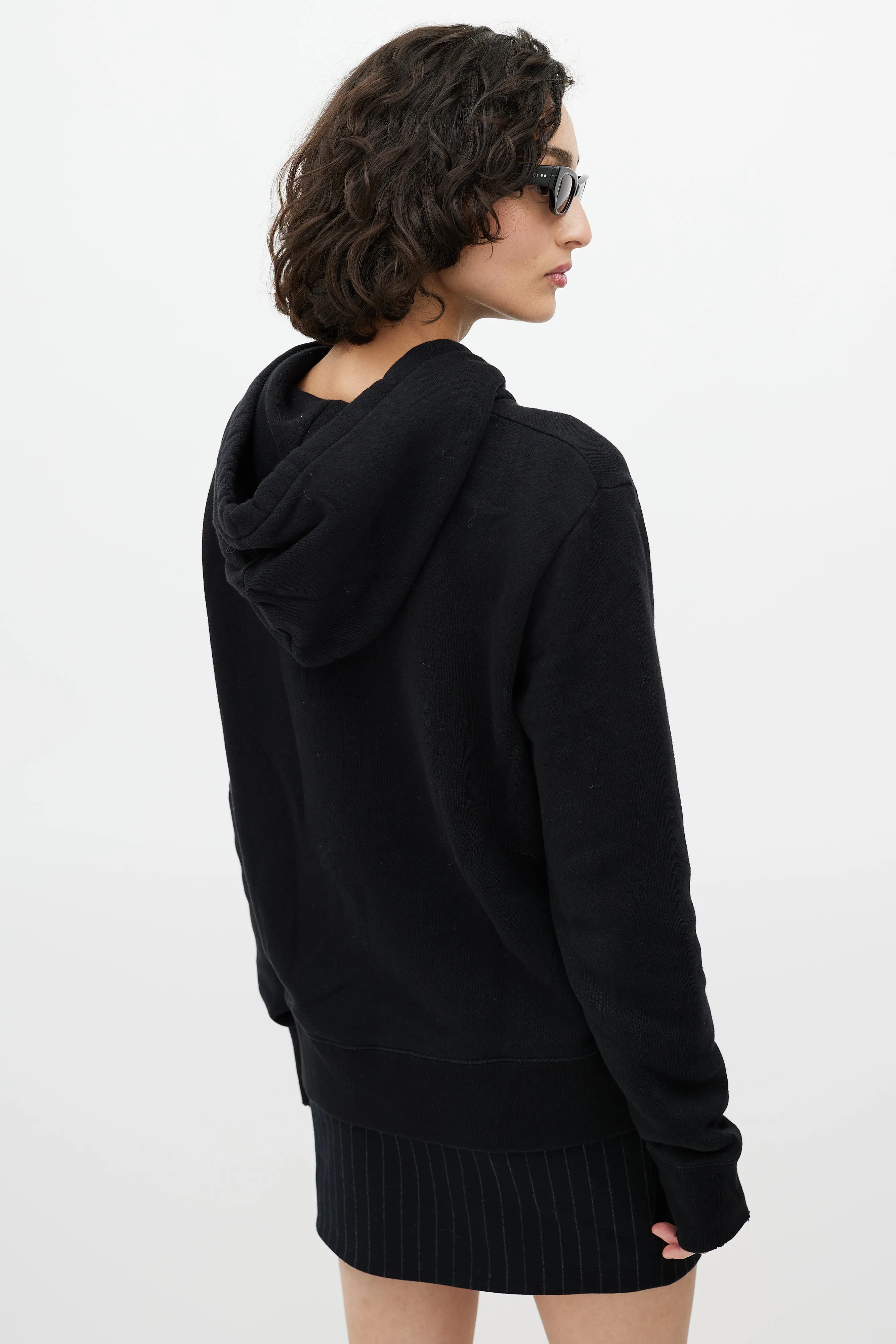 Black Logo Distressed Hoodie