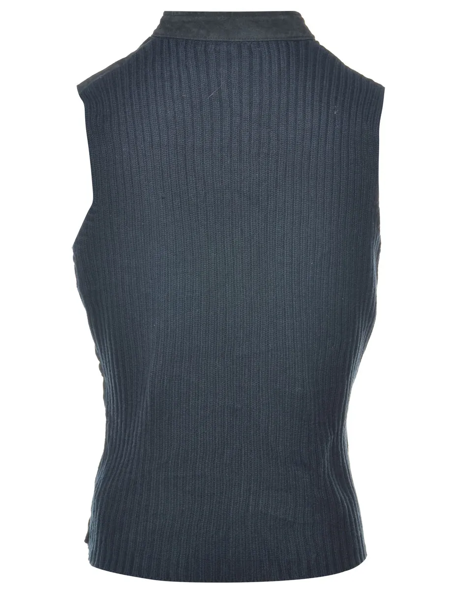 Black Suede Cardigan - M