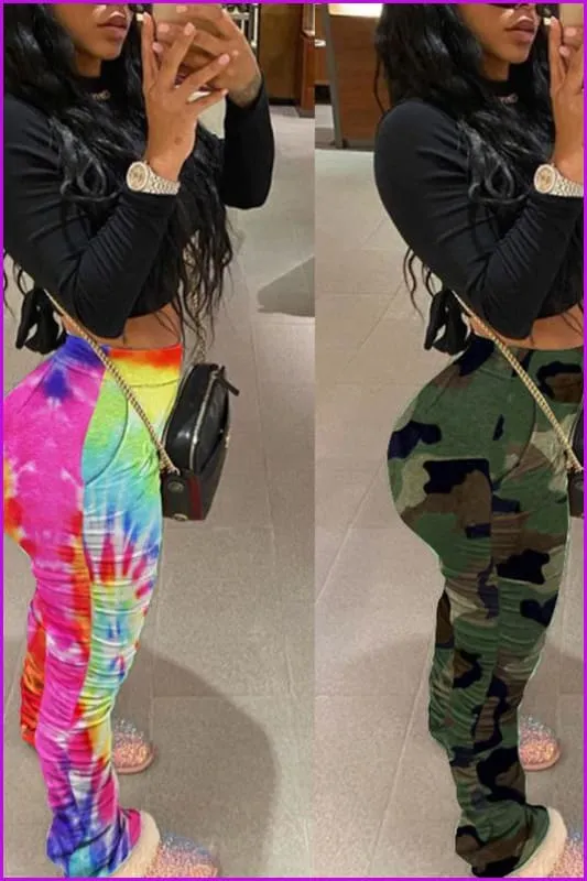 Casual Printed Straight Stacked Sweatpants WomensDE923