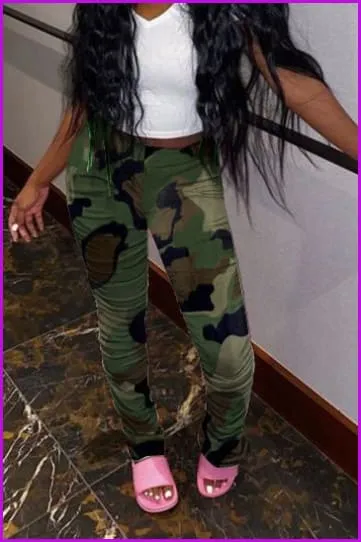 Casual Printed Straight Stacked Sweatpants WomensDE923