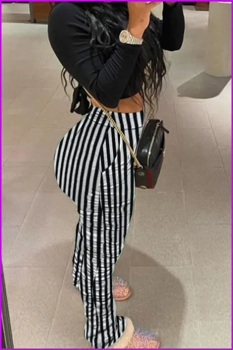 Casual Printed Straight Stacked Sweatpants WomensDE923