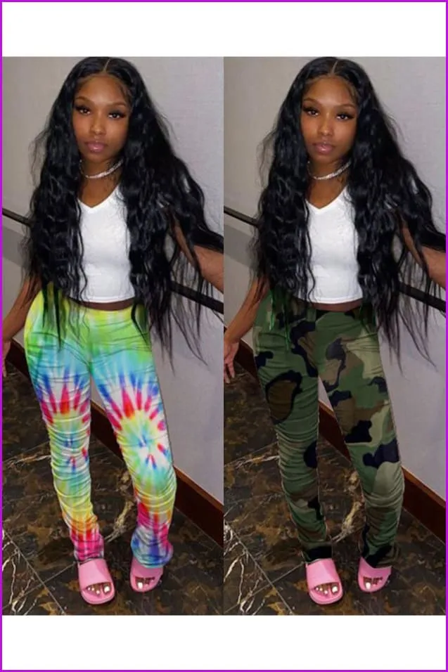Casual Printed Straight Stacked Sweatpants WomensDE923