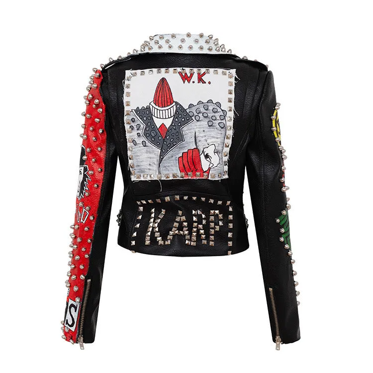 Clifford – Personalized Graffiti Print Motorcycle Jacket