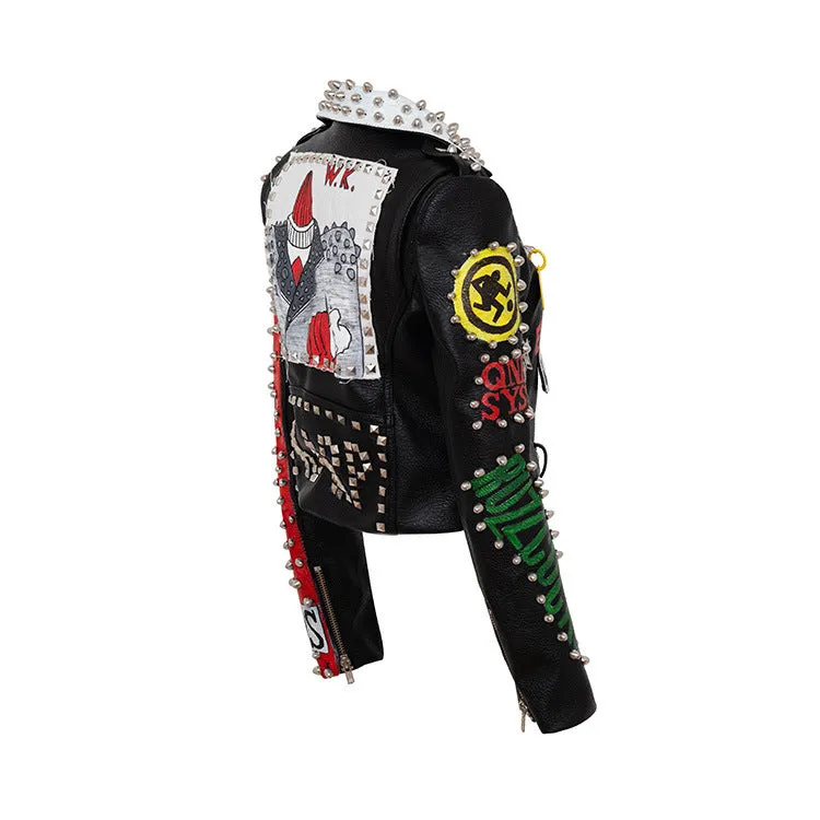 Clifford – Personalized Graffiti Print Motorcycle Jacket