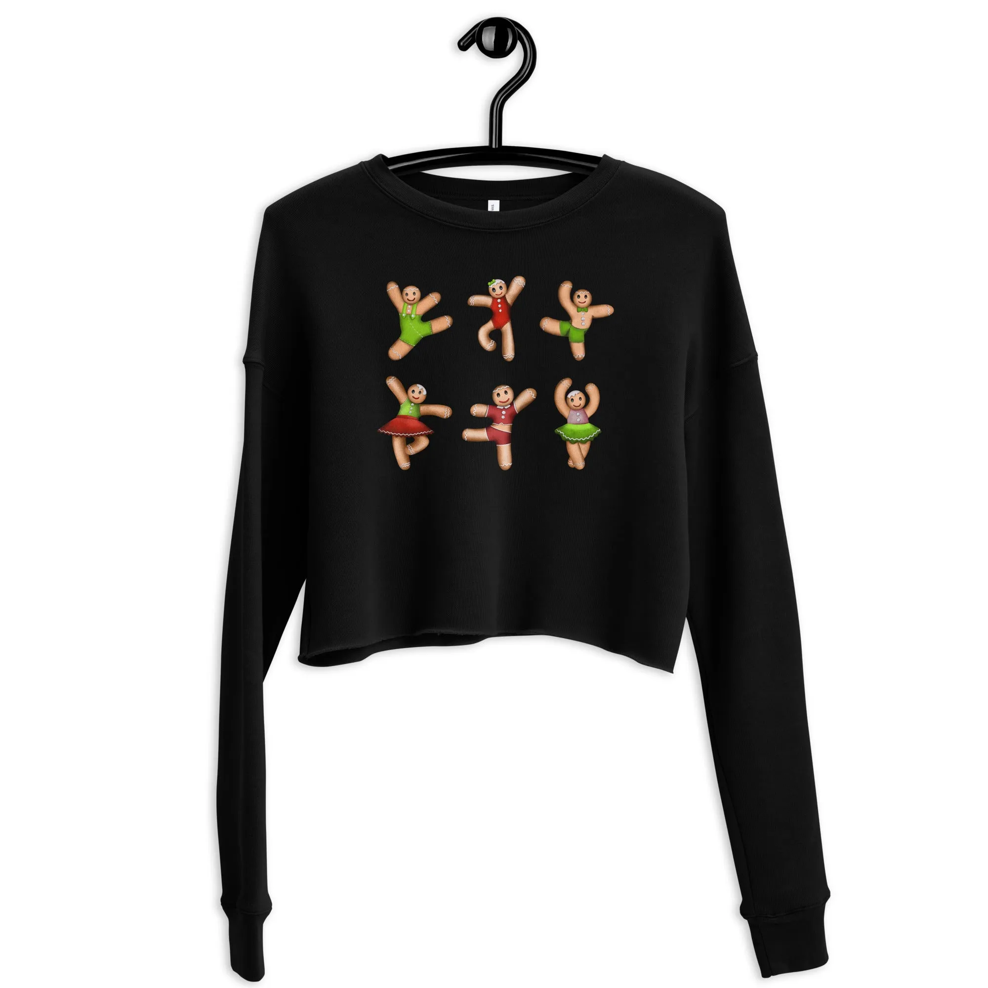 Dancing Gingerbread (Red, Green) - Cropped Fleece Sweatshirt