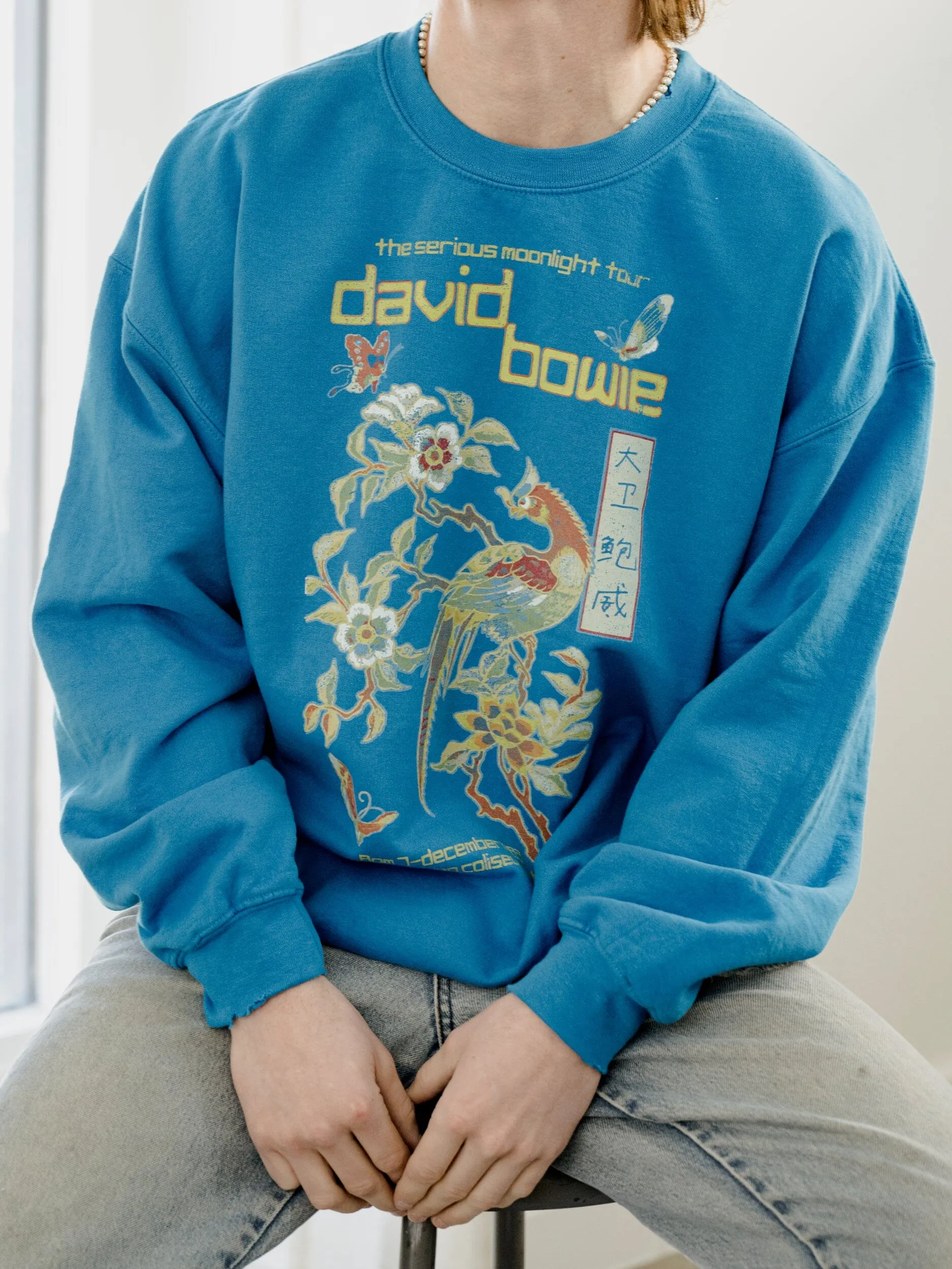 David Bowie Hong Kong Sapphire Thrifted Sweatshirt (FINAL SALE)