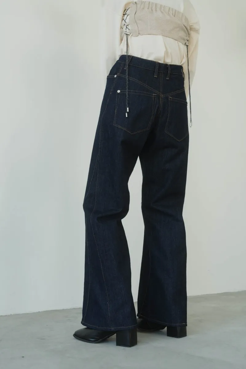 denim baggy pants/indigo