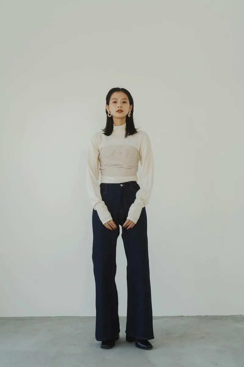 denim baggy pants/indigo