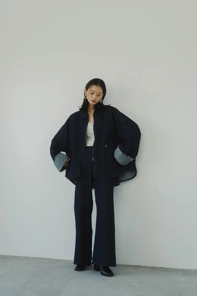 denim baggy pants/indigo