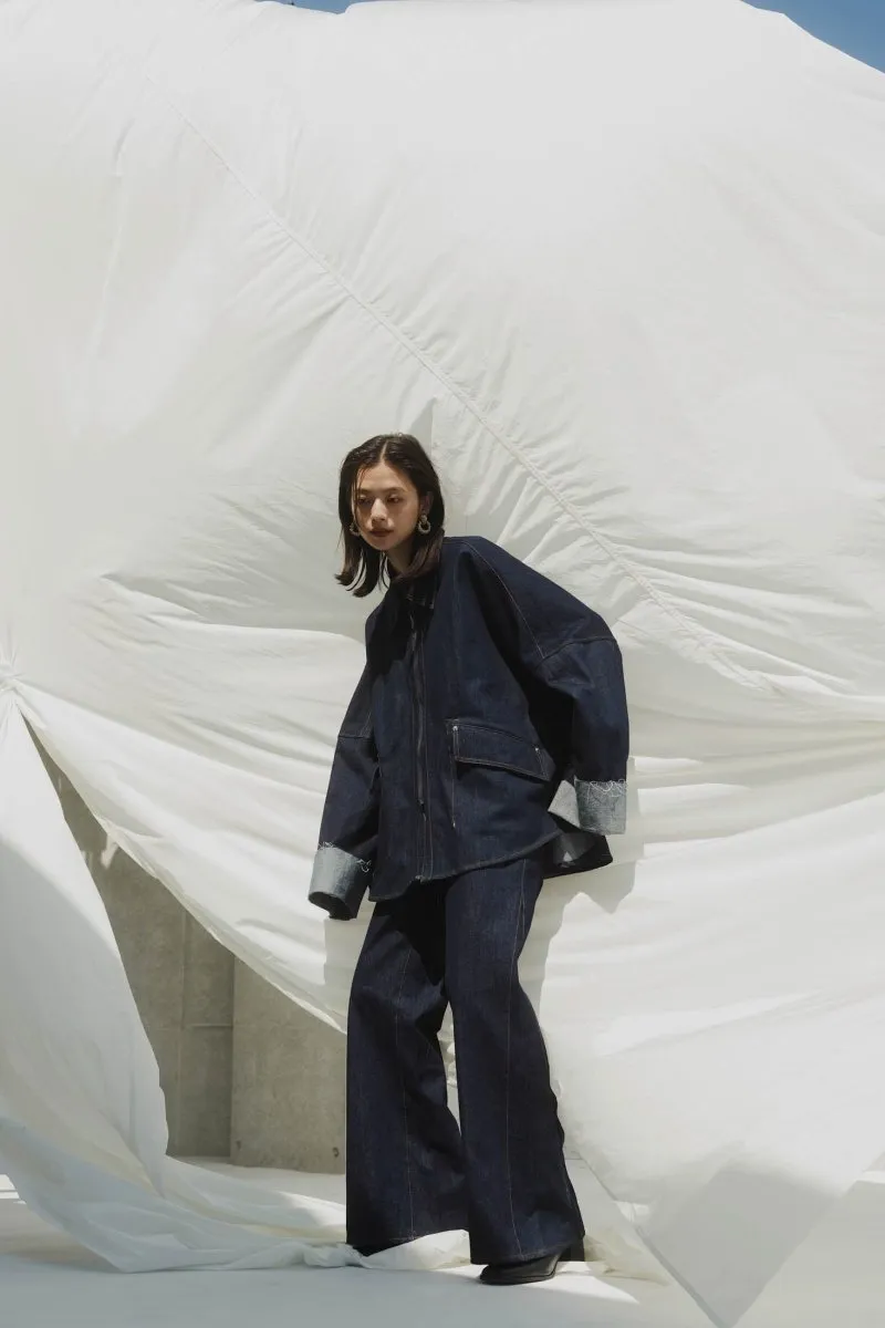 denim baggy pants/indigo