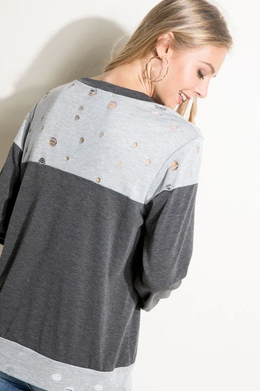 DISTRESSED FRENCH TERRY SWEATSHIRTS