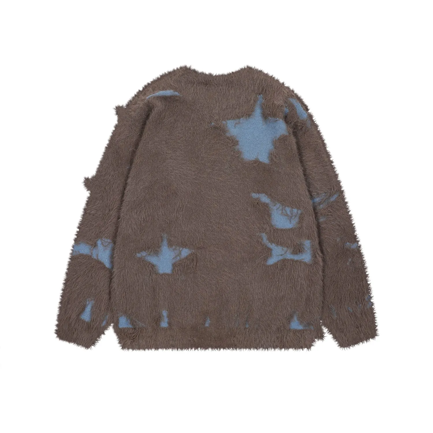 Distressed Star | Fuzzy Knit Sweater