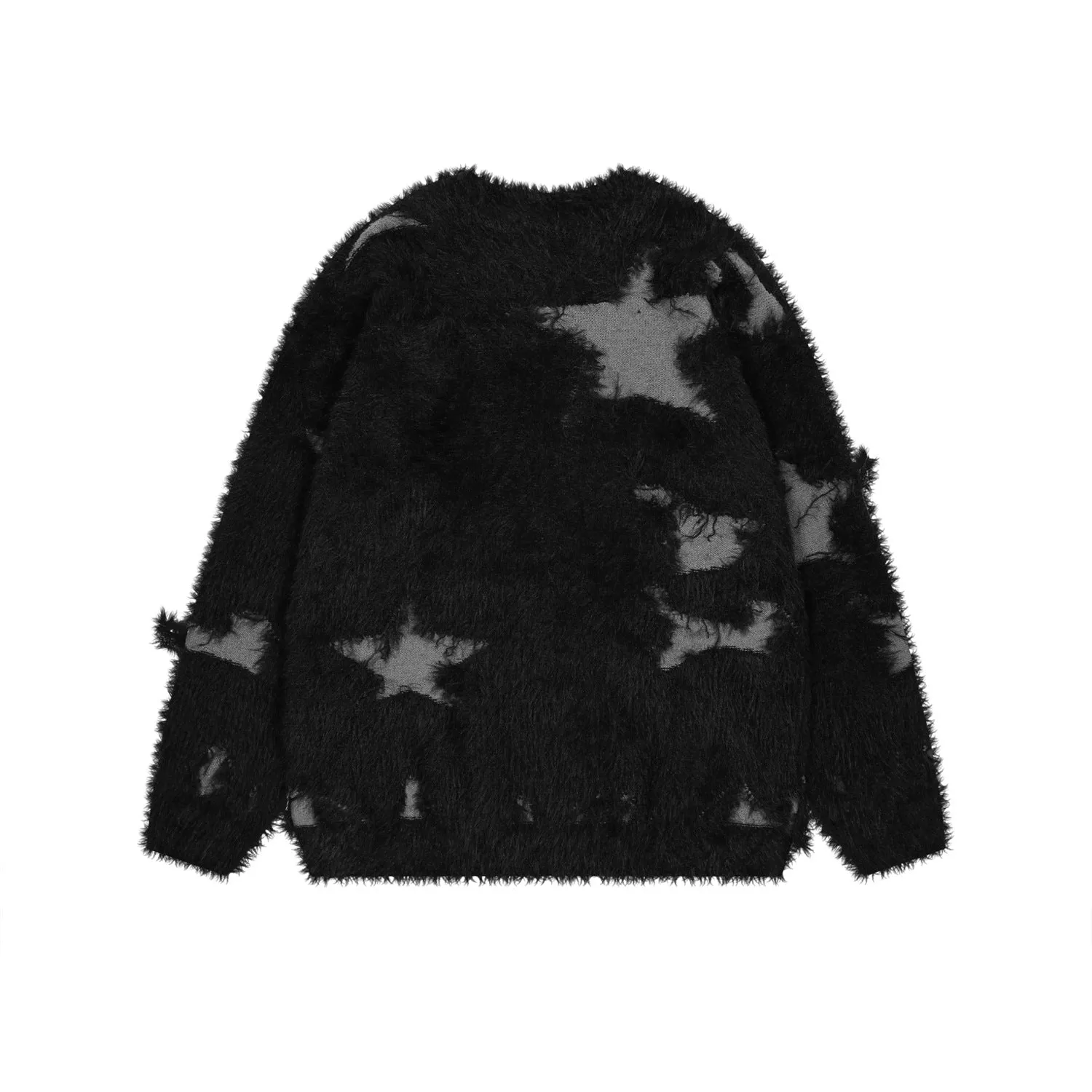 Distressed Star | Fuzzy Knit Sweater