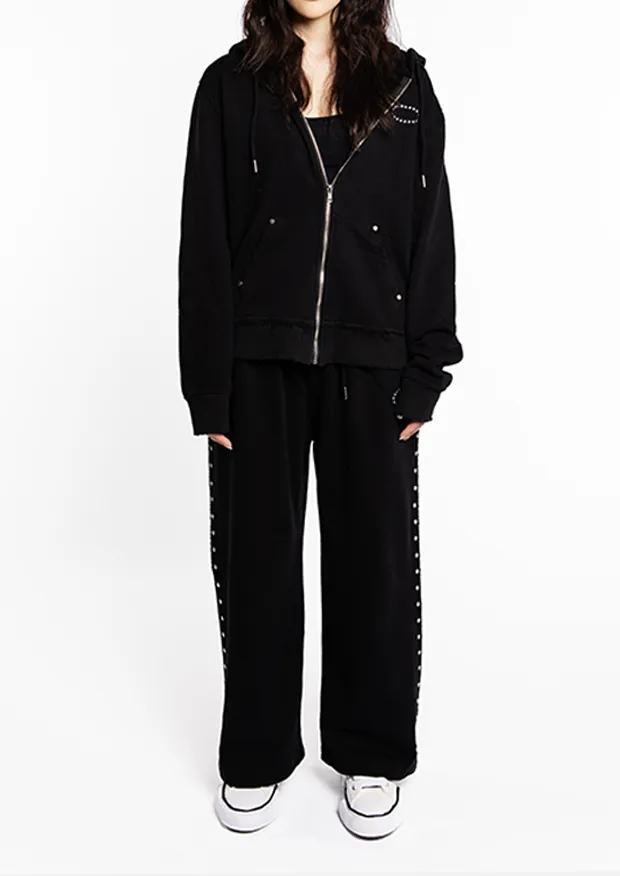Distressed Zip-up Sweatshirt