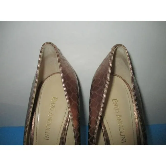Enzo Angiolini Copper Almond Toe Metallic Pumps
