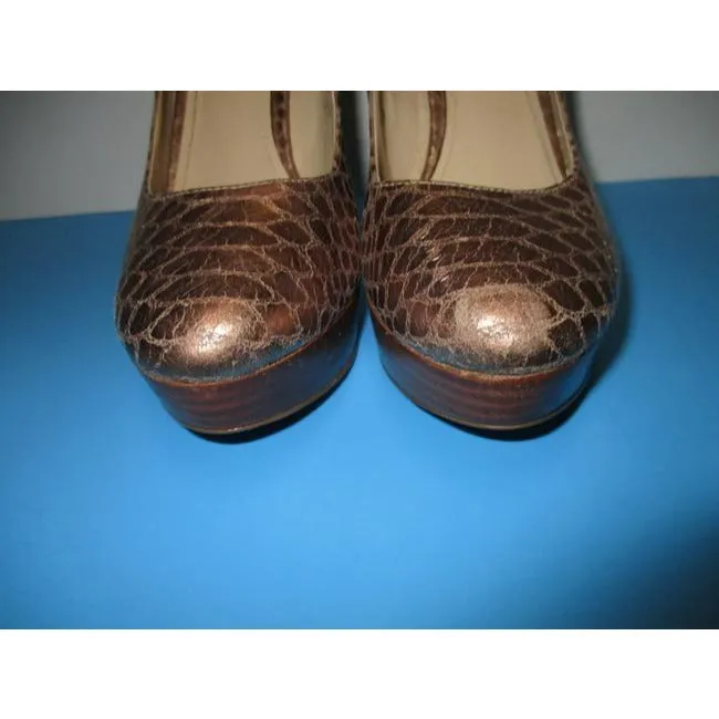 Enzo Angiolini Copper Almond Toe Metallic Pumps