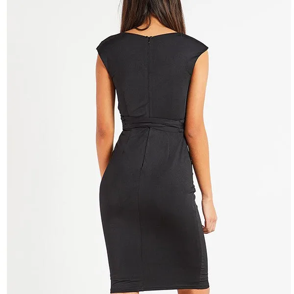Fashion V neck Knitting Pure Color Bodycon Dress