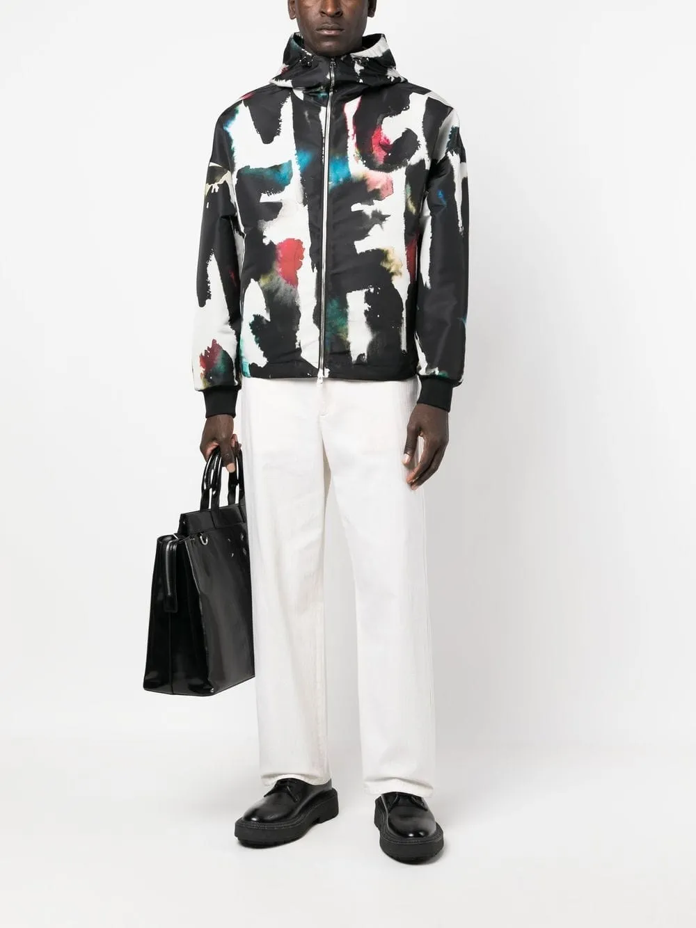 Graffiti-Print Hooded Windbreaker