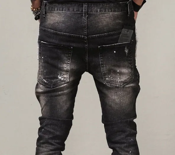 High Quality Mens Ripped Biker Jeans
