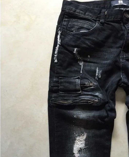 High Quality Mens Ripped Biker Jeans