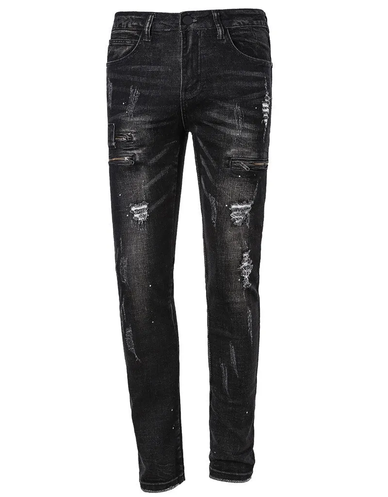 High Quality Mens Ripped Biker Jeans