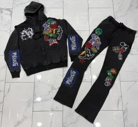 Hudson Patch Zip Stacked Fit Sweatsuit