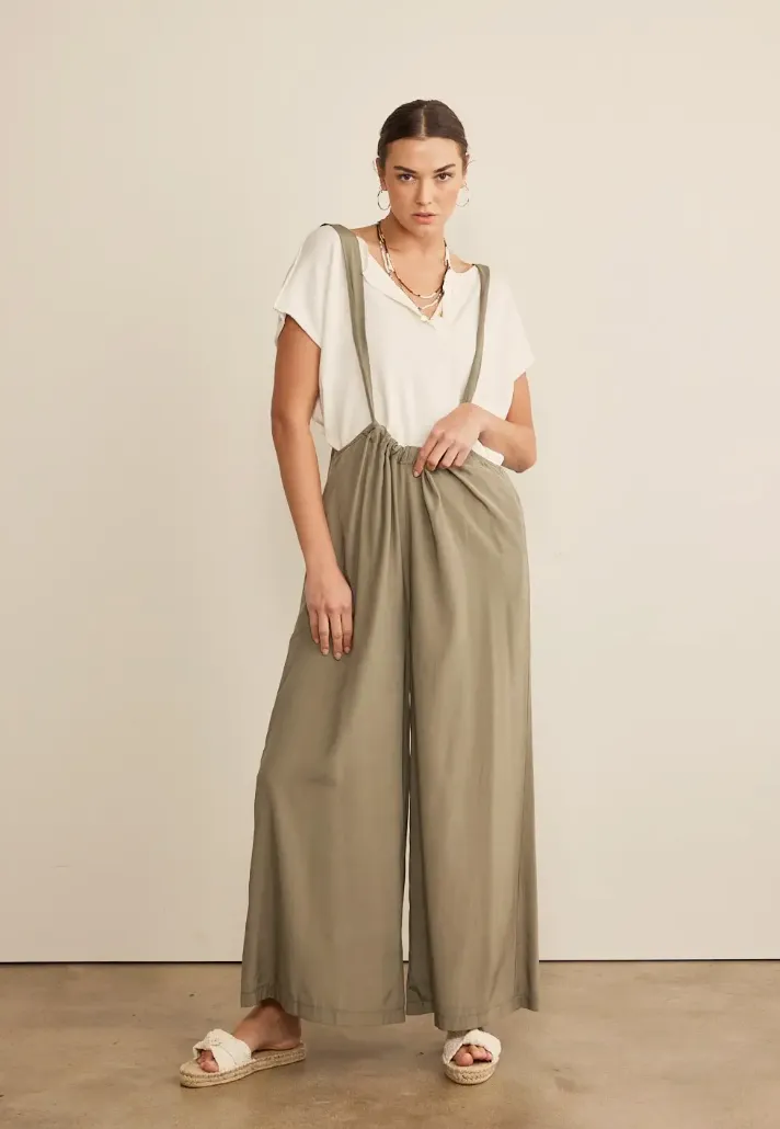 IN FEBRUARY - Satin Baggy Olive Green Pants