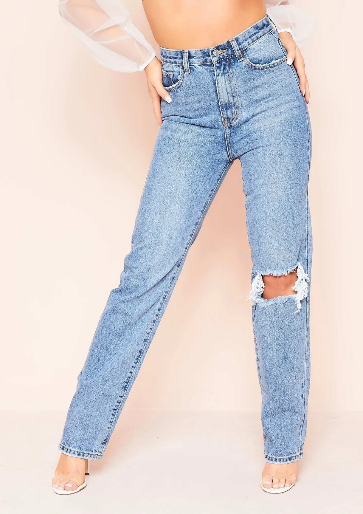 Juditha Denim Ripped Knee Straight Leg Jeans