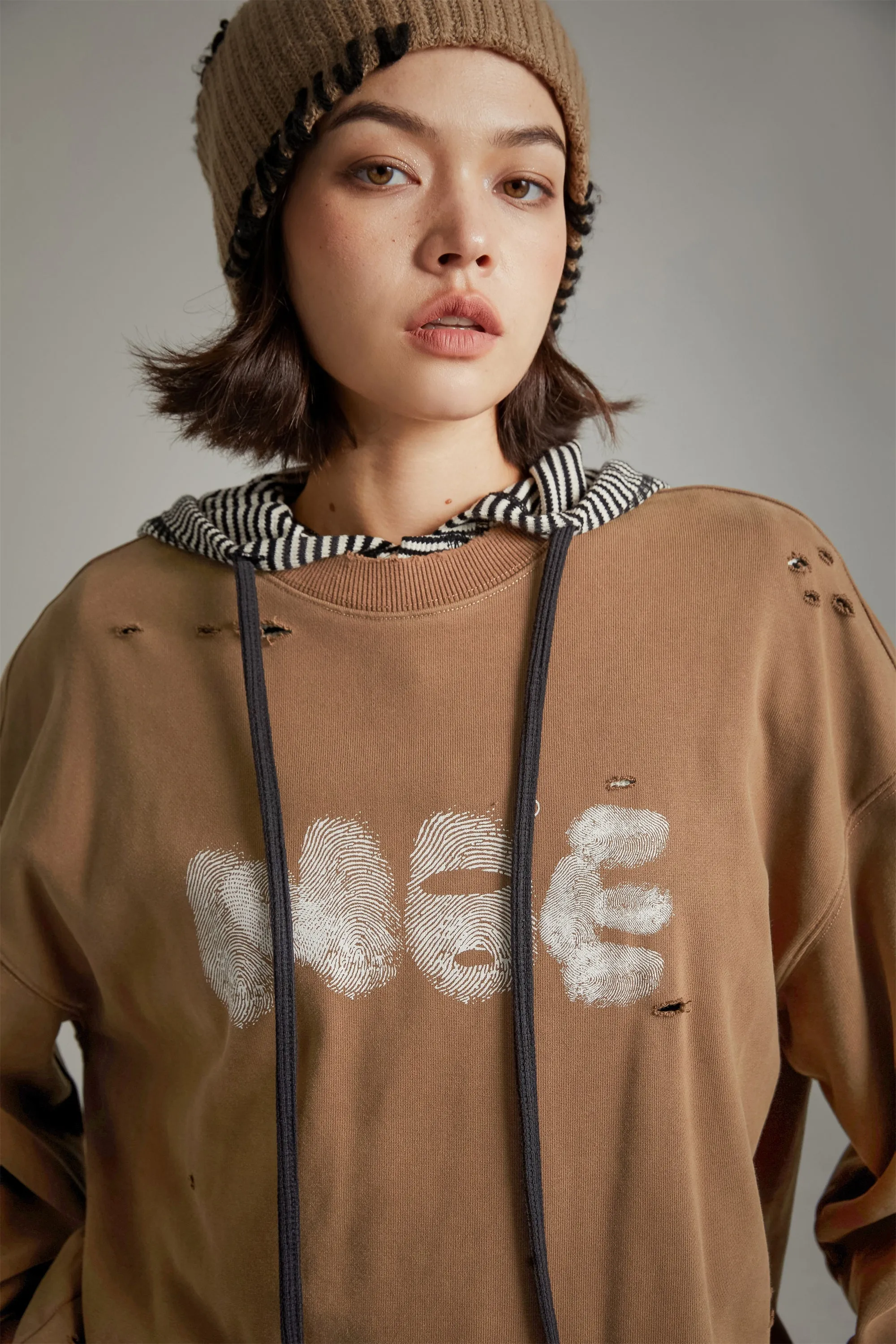 Lettering Distressed Sweatshirt