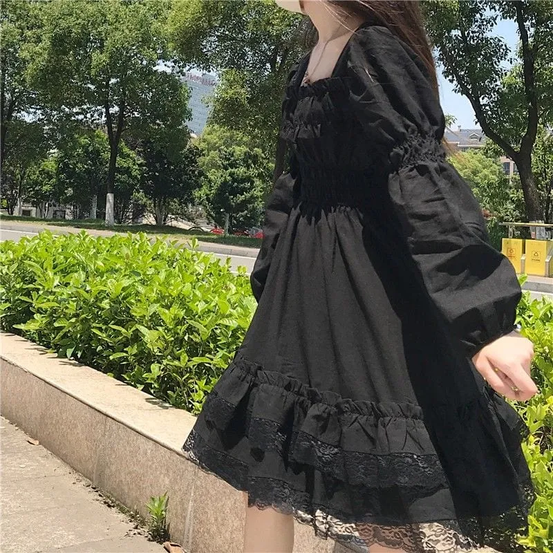 Lolita Black Mini High Waist Gothic Dress