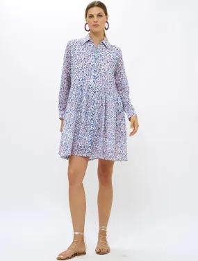 Long Sleeve Shirt Mini Dress - Portland Blue