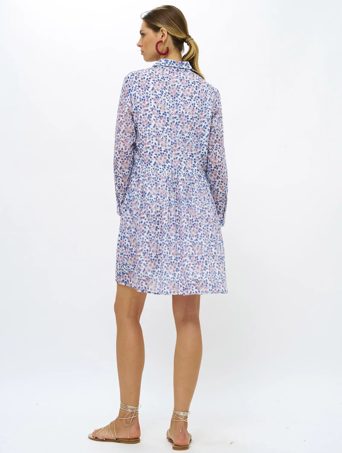 Long Sleeve Shirt Mini Dress - Portland Blue