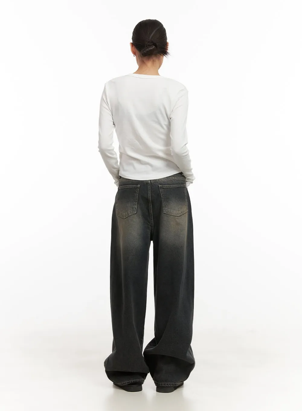 Matilda Washed Denim String Baggy Jeans CD410